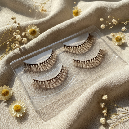 Variant 3 – Soft Brown false eyelashes on linen