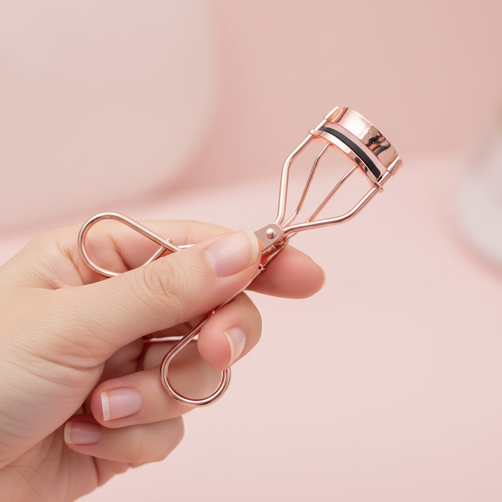 Rose Gold eyelash curler – lifestyle grip view