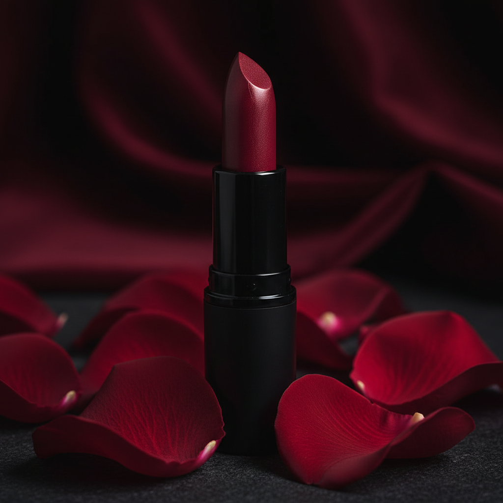Variant 2 – Burgundy Red shimmer lipstick