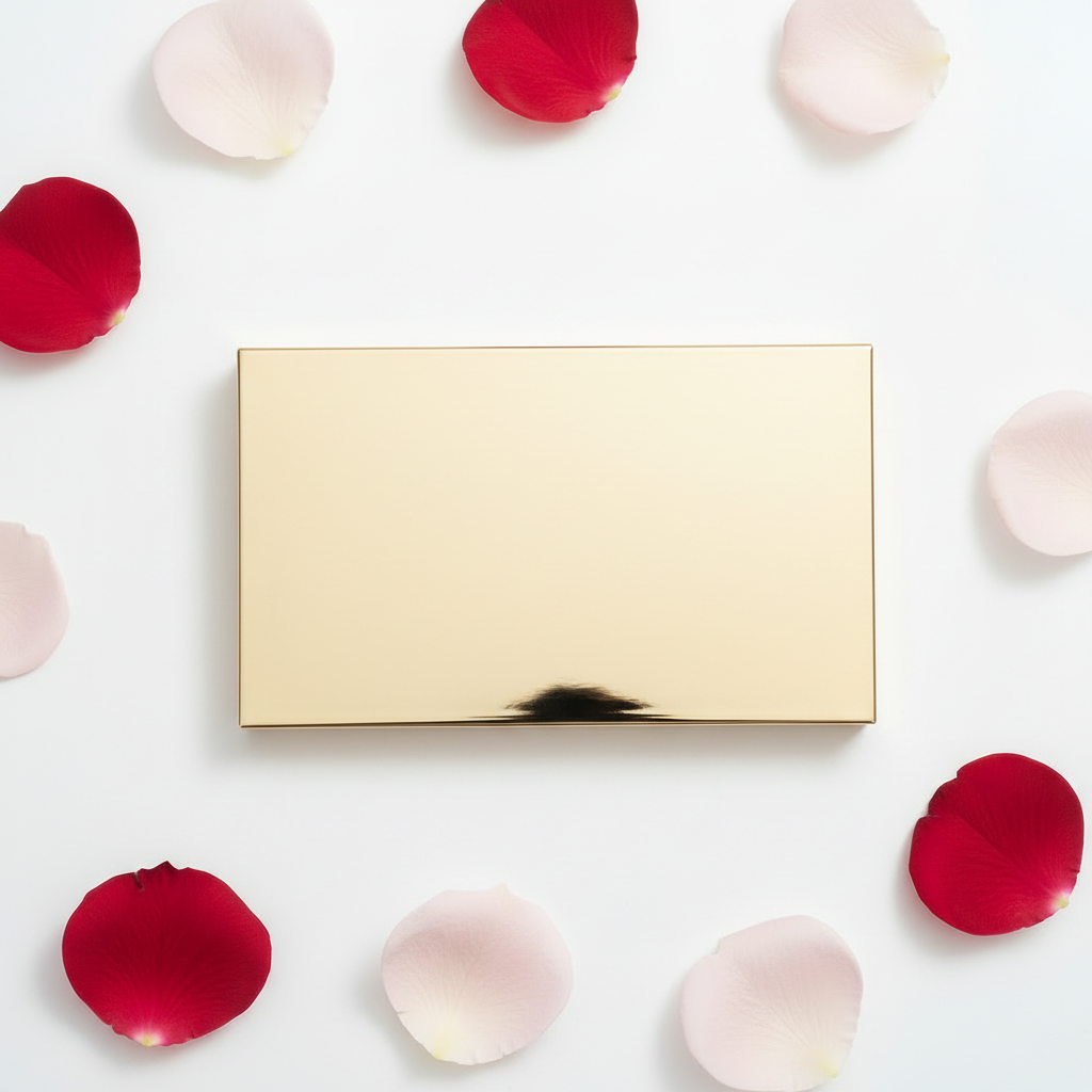 Gilded Hour Eight-Pan Palette - Velvet Bloom variant, peach and burgundy tones with blush petals